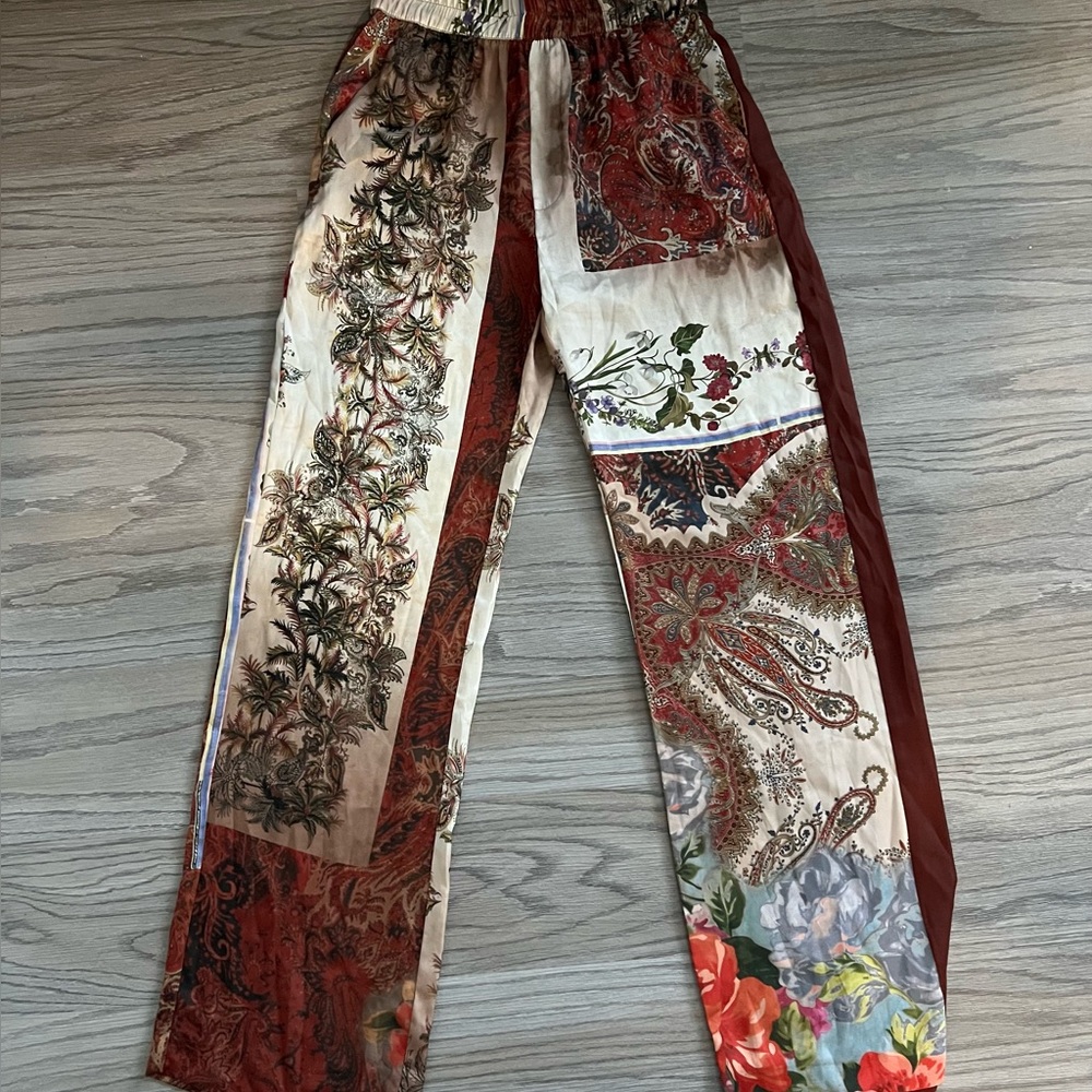 Zara Multicolor Patchwork Wide Leg Pants